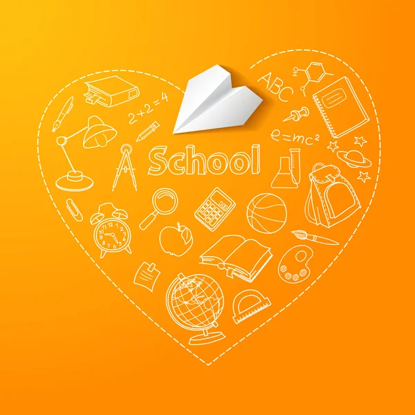Χάρτινο αεροπλανάκι και σχολείο doodle διάνυσμα φόντο — Διανυσματικό Αρχείο