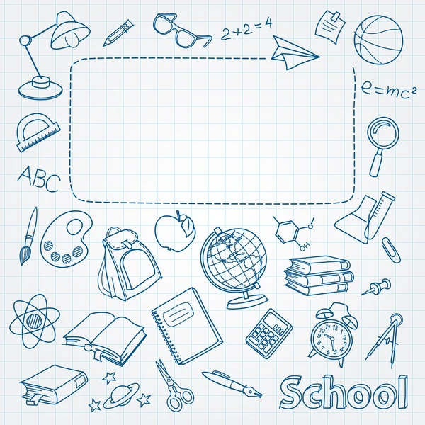 Szkoła doodle na stronie z miejsca na tekst — Wektor stockowy