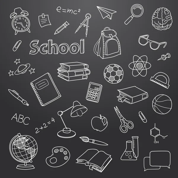 School doodle op een schoolbord vector achtergrond — Stockvector