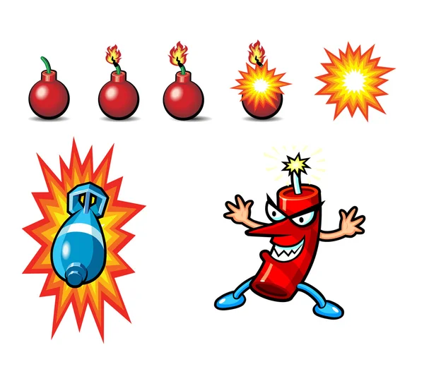 Bomba explosiva dibujos animados — Vector de stock