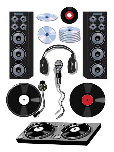 Giradiscos DJ artículos de dibujos animados — Vector de stock