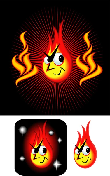 Yangın alev karikatür — Stok Vektör