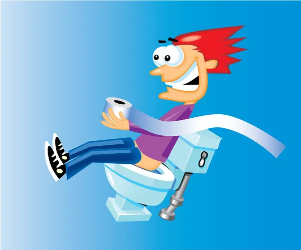 Kid on Toilet Cartoon — Stock Vector