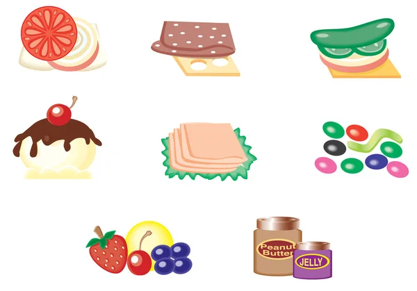 Iconos de artículos alimenticios — Vector de stock