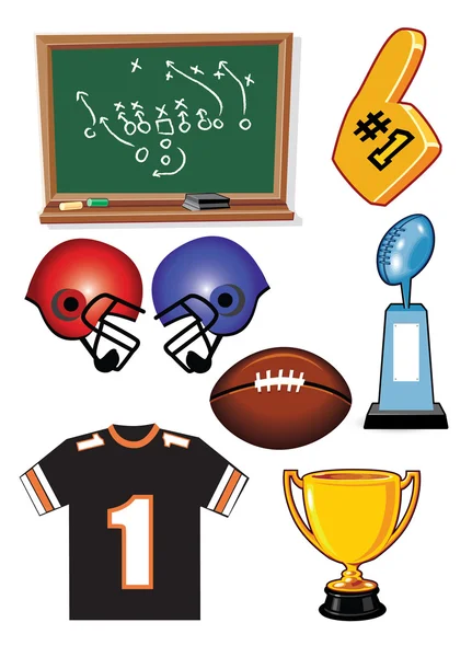 Football Items Cartoons — Stock Vector