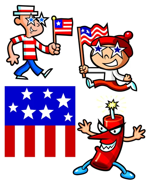 애국적인 미국 만화 로열티 프리 스톡 일러스트레이션
