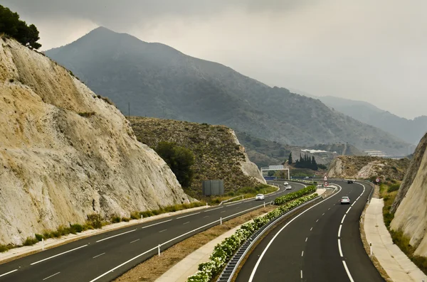 Pico el Cielo (1501 m) and the E-15 Autovia del Mediterraneo — Stock Photo, Image