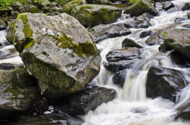 tatlı su akan nehir ve dik kayalık bölüm