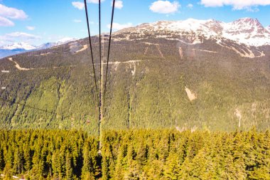 Whistler, British Columbia, Kanada. Kanadalı Karlı Dağ manzarasının güzel panoramik manzarası bulutlu ve canlı bir kış gününde.
