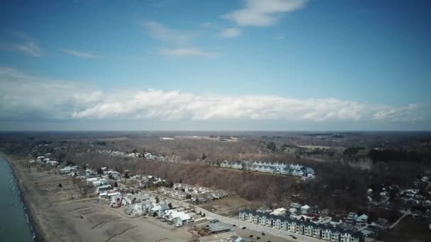 Erie Ontarios flygvideografi. Hamn Stanley — Stockvideo