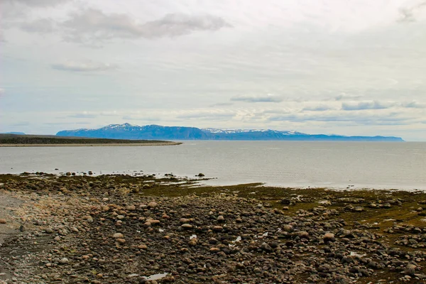 Seascape Viking Trail Long Range Mountains Background Gros Morne National — Stock Photo, Image