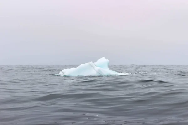 Ola Estrellándose Contra Pequeño Trozo Iceberg Flotando Mar —  Fotos de Stock