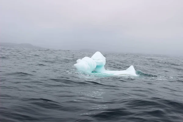 Ola Estrellándose Contra Pequeño Trozo Iceberg Flotando Mar — Foto de Stock