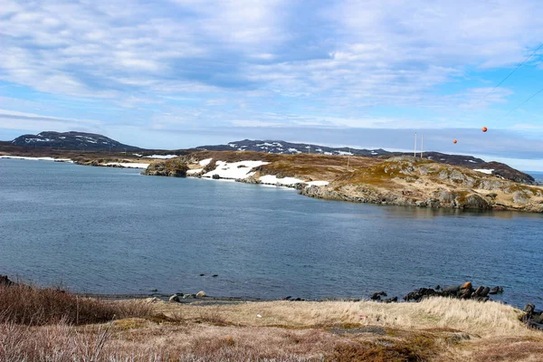 Panorama Flygfoto Över Liten Stad Klippiga Kusten Atlanten Molnig Dag — Stockfoto