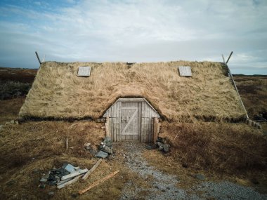 L 'Anse aux Meadows' un hava görüntüsü, Newfoundland, Kanada