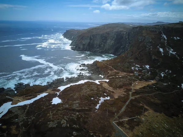 Fotografie Dronů Zobrazující Krajinu Anthonys Newfoundland — Stock fotografie