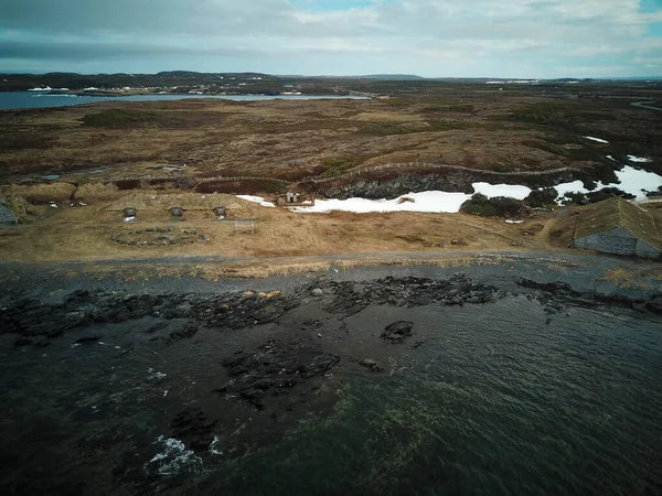 Imagem Aérea Anse Aux Meadows Terra Nova Canadá — Fotografia de Stock