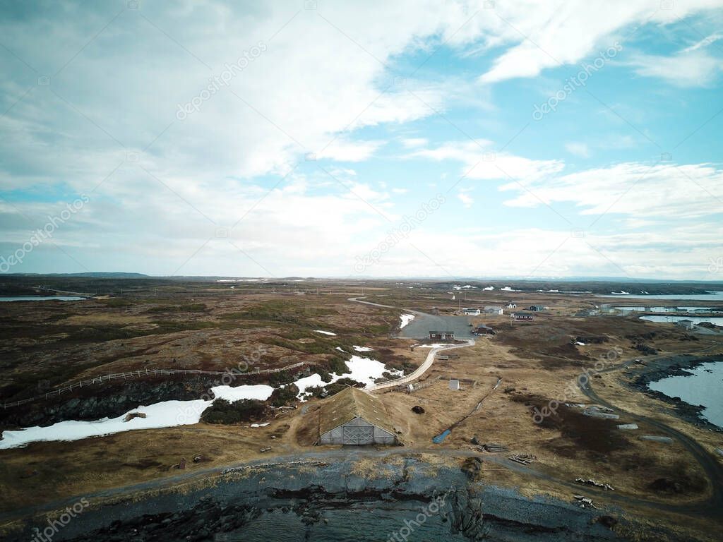 Aerial image of L'Anse aux Meadows, Newfoundland, Canada