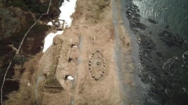 Lanse Meadows UNESCO 'nun Newfoundland' daki dünya mirası bölgesi, Viking yerleşimi. Yüksek kalite 4k görüntü