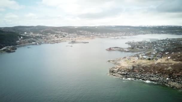 Záběry Dronů Svatého Antonína Newfoundlanda Jaře Vysoce Kvalitní Záběry — Stock video
