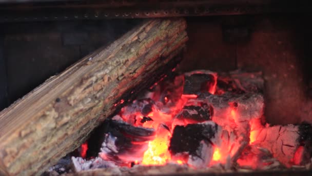 Spalanie Drewna Opałowego Piecu Brzuchu Płonący Ogień Retro Piecu Opalanym — Wideo stockowe