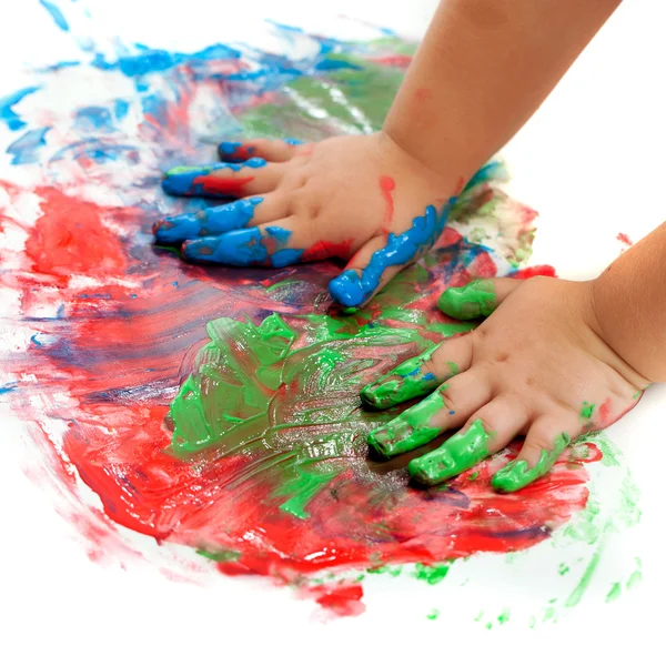 Mãos de bebê pintura . — Fotografia de Stock