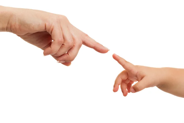 Mãe e bebês mãos apontando com o dedo . — Fotografia de Stock