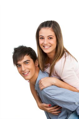 sevimli erkek arkadaşı piggybacking.