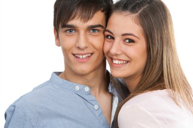 yakın çekim yakışıklı mutlu çift.