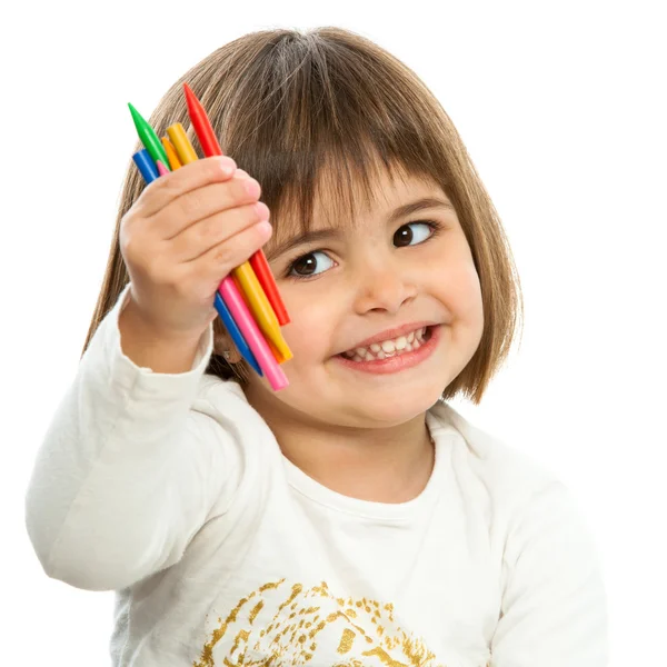 Menina bonito pronto para desenhar . — Fotografia de Stock