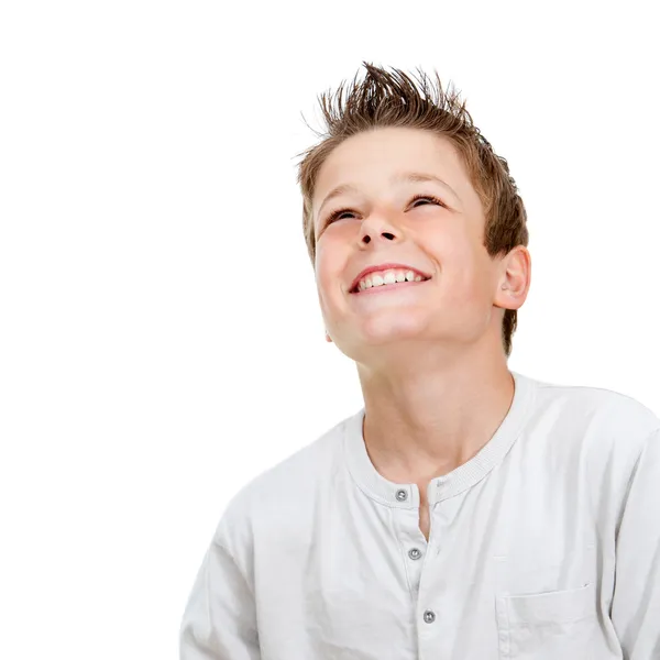 Smiling boy looking up. — Stock Photo, Image