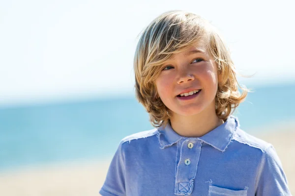 Close up portrait of cute boy outdoors. — Stock Photo, Image