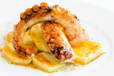 fırında patates ile iştah açıcı ahtapot.