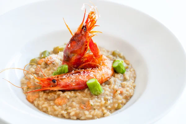 Seafood risotto with king prawns. — Stock Photo, Image