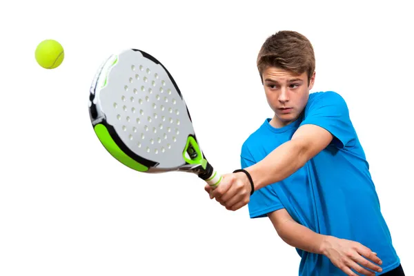Teen paddle player in action isolated. — Stock Photo, Image