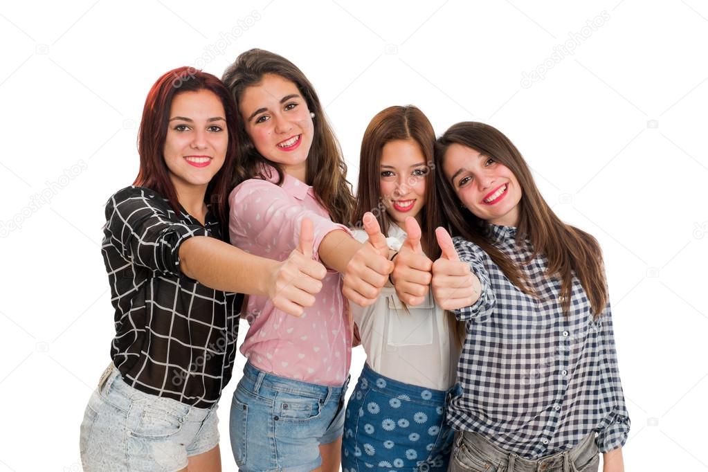 Teen girls doing thumbs up
