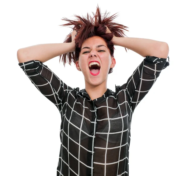 Gritando Chica adolescente con las manos en el pelo —  Fotos de Stock