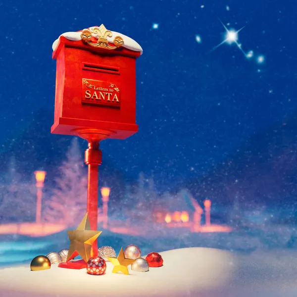 Representación Buzón Rojo Para Cartas Santa Claus Bolas Decorativas Navidad — Foto de Stock