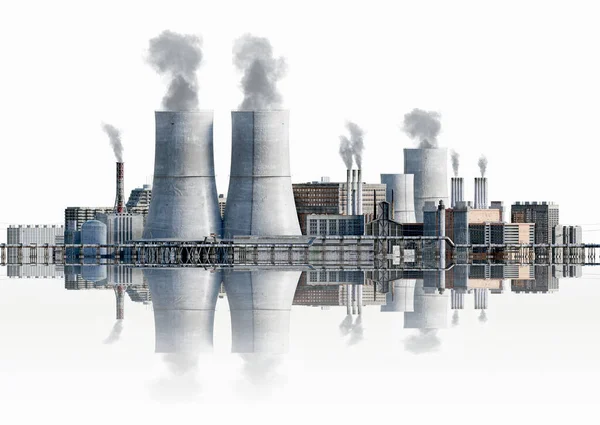 Απεικόνιση Ενός Χημικού Εργοστασίου Πύργους Καπνιστών — Φωτογραφία Αρχείου
