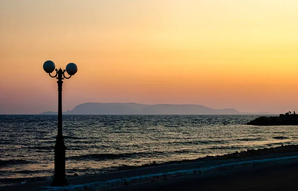 Pôr Sol Gouves Creta Grecia — Fotografia de Stock