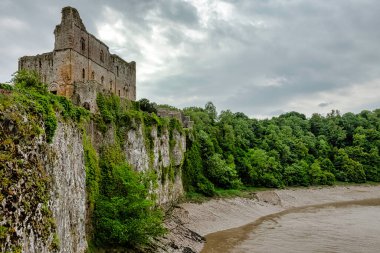 Remains of Chepstow Castle (Castell Cas-gwent) at Chepstow, Monmouthshire, Wales, United Kingdom on 04 June 2022
