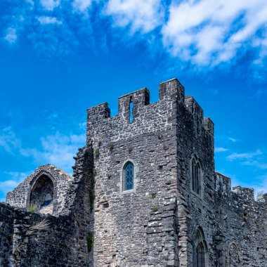 Chepstow Kalesi 'nin (Castell Cas-gwent) kalıntıları, Chepstow, Monmouthshire, Galler, Birleşik Krallık, 04 Haziran 2022