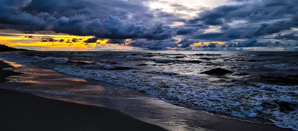 Sunset Baltic Sea Oil Platform Background Lubiatowo Pomerania Poland — Stock fotografie