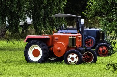 Vintage Polish tractor Ursus C-45 in Choczewo, Pomerania, Poland on 10 August 2021