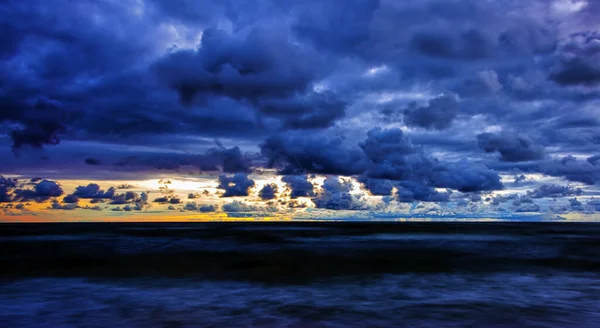 Puesta Sol Sobre Mar Báltico Lubiatowo Pomerania Polonia — Foto de Stock