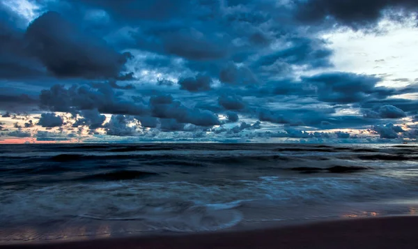 Sunset Baltic Sea Oil Platform Background Lubiatowo Pomerania Poland — Stock fotografie