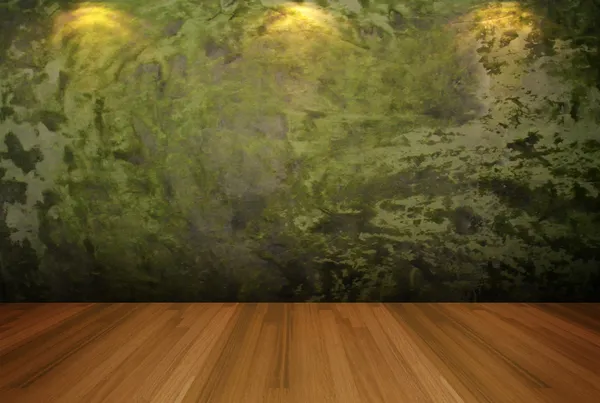 Sala vazia parede de cimento verde — Fotografia de Stock