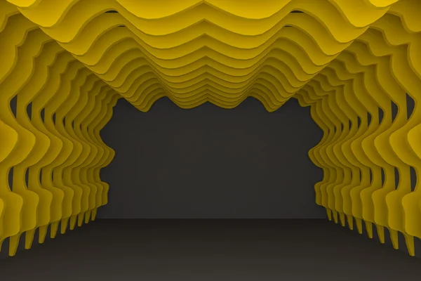Abstrakte gelbe Kurvenwand — Stockfoto
