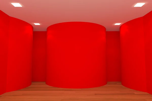 Sala vazia parede curva vermelha — Fotografia de Stock