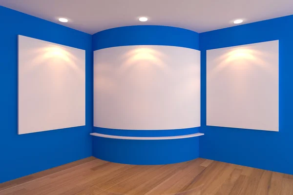 Galerie blauwe hoekkamer — Stockfoto
